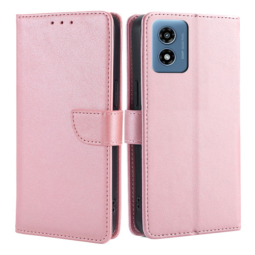 Moto G 5G 2024 Calf Texture Buckle Flip Leather Phone Case - Rose Gold